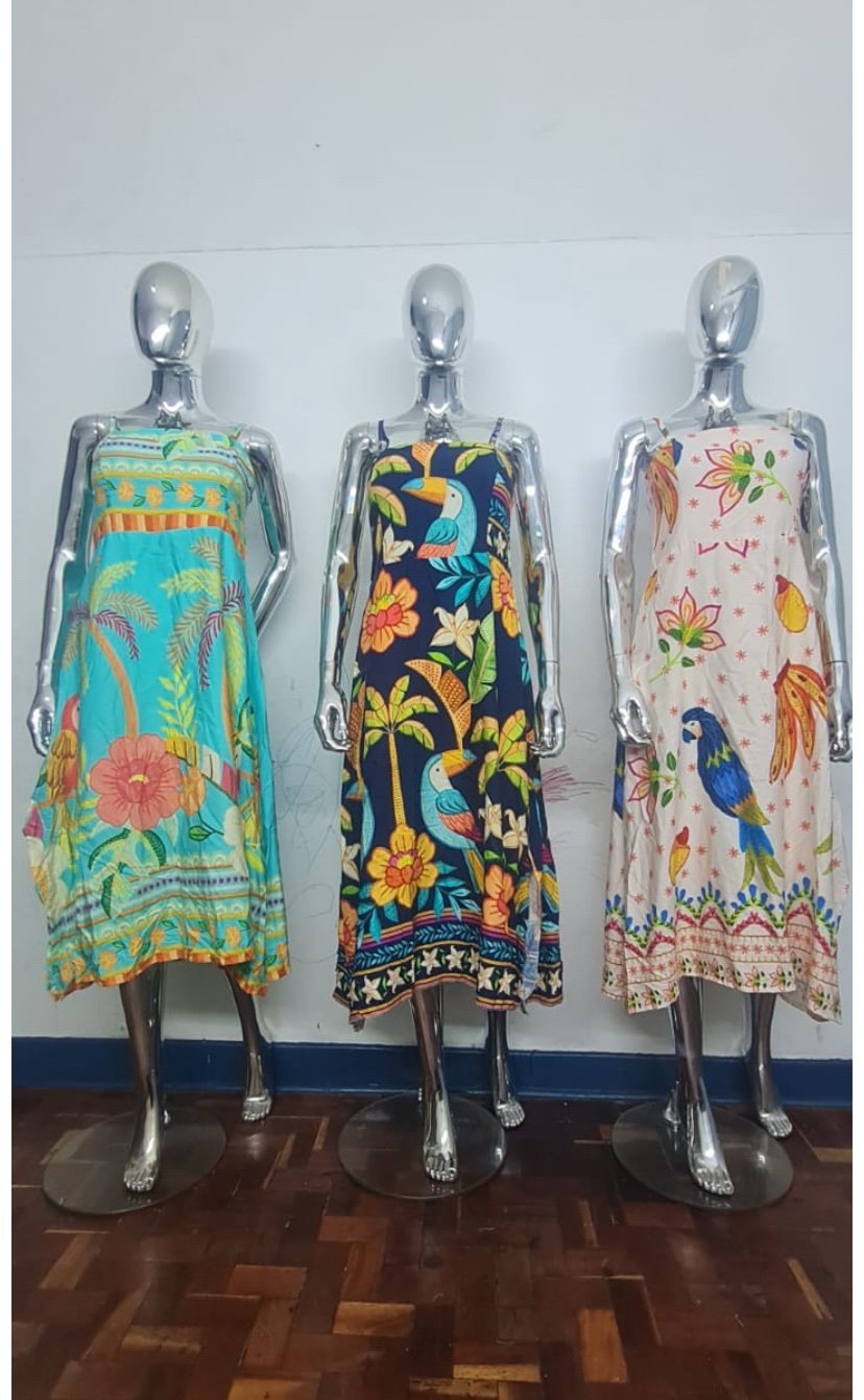 2041 Vestido Yare midi alça fina estampado verão - Imagem 4