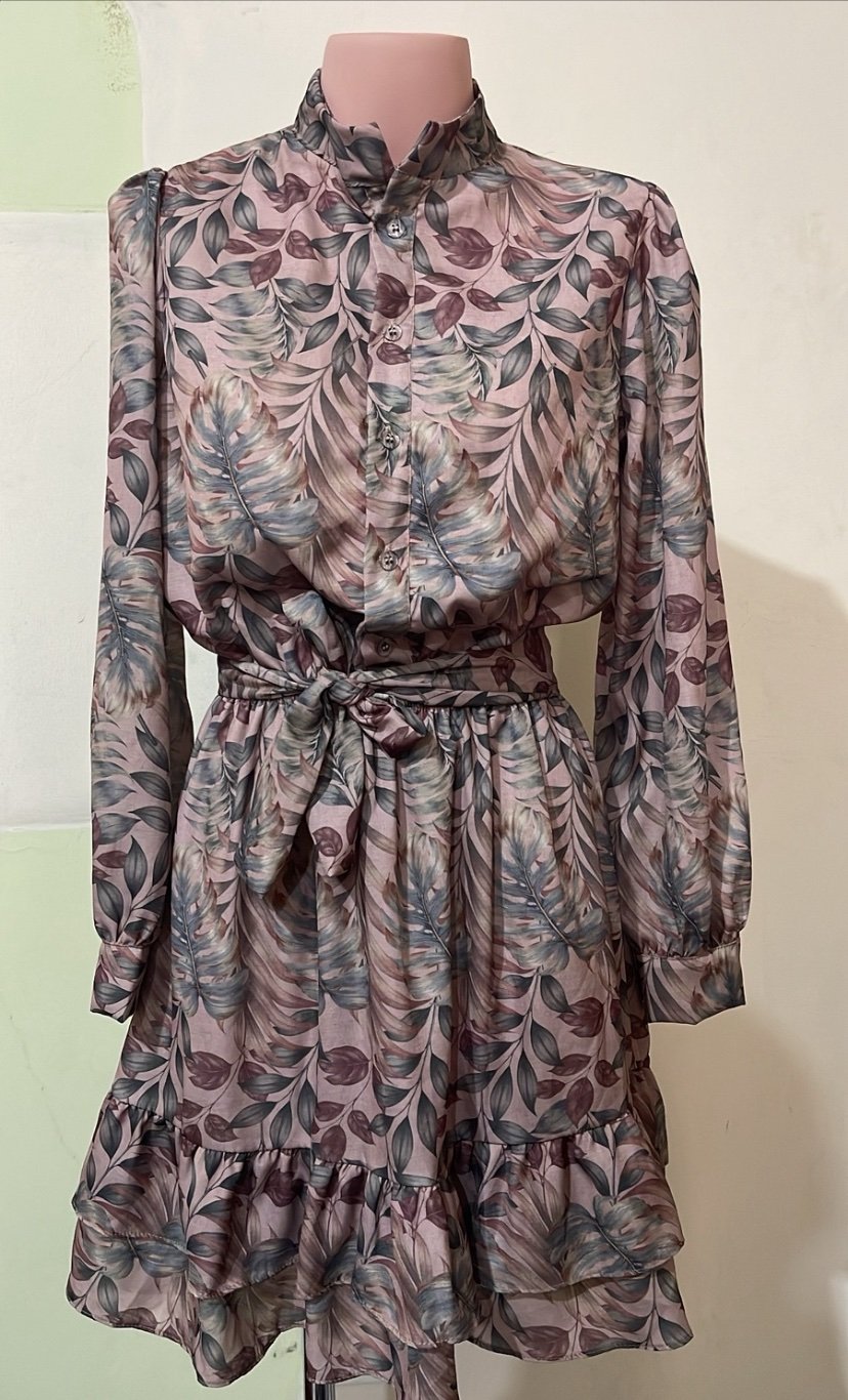 2038 Vestido Adri botão manga longa estampado chiffon - Imagem 16