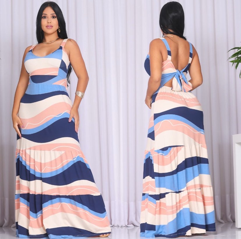2051 Vestido Cida longo regata laço nas costas - Imagem 2