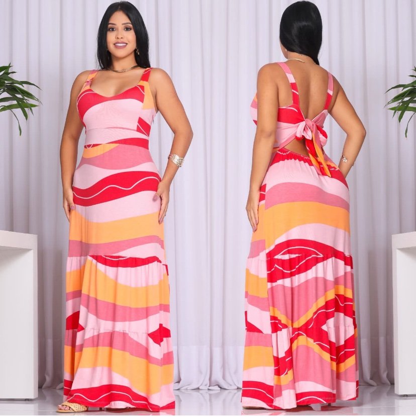 2051 Vestido Cida longo regata laço nas costas - Imagem 4