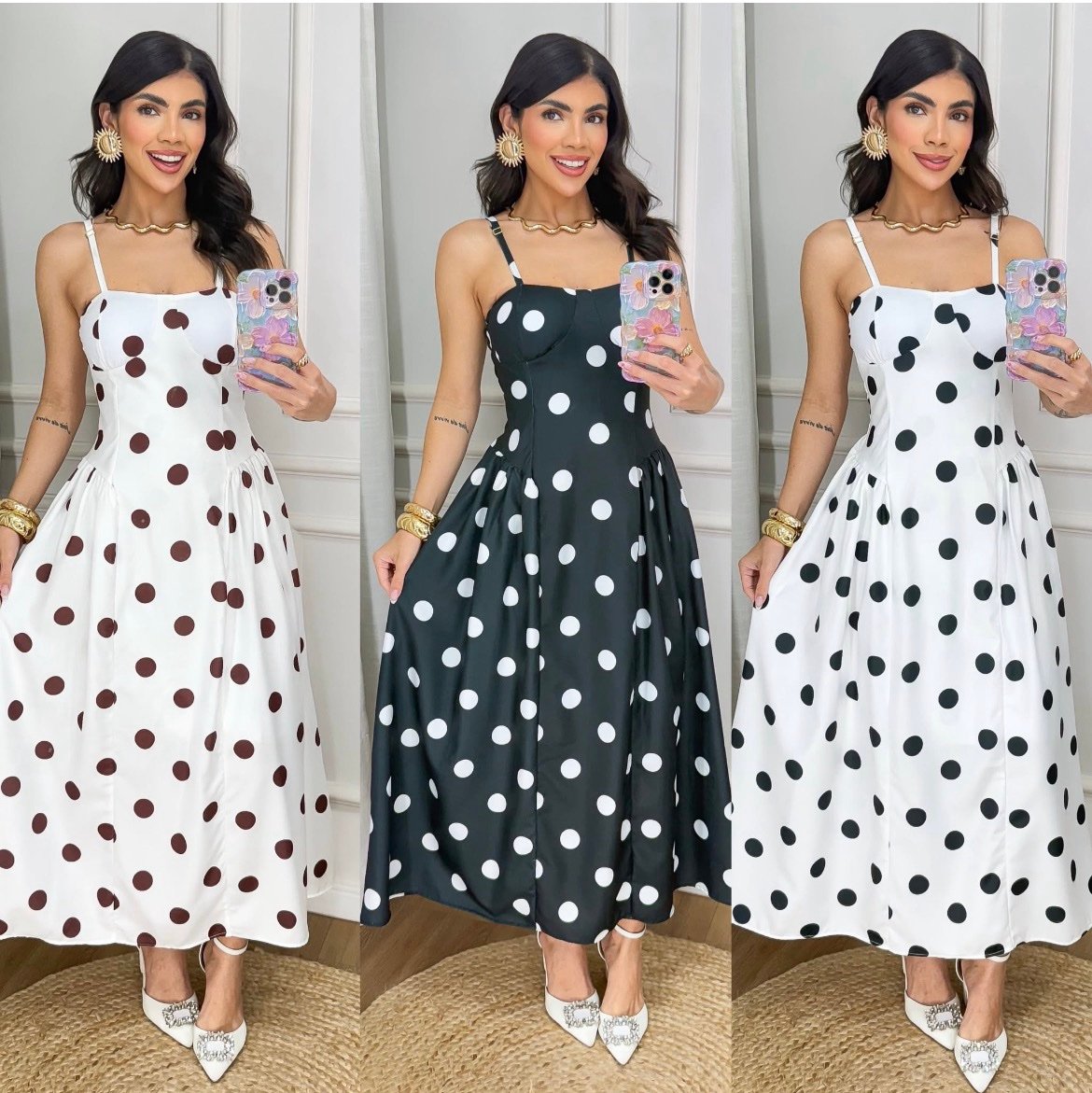 2661 Vestido Caua longuete regata retrô liso listrado poá - Imagem 15