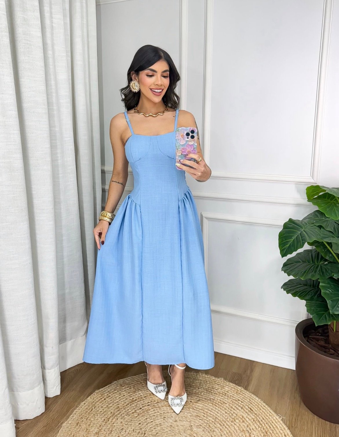 2661 Vestido Caua longuete regata retrô liso listrado poá - Imagem 12