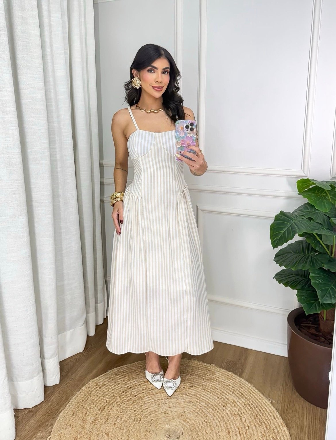 2661 Vestido Caua longuete regata retrô liso listrado poá - Imagem 3