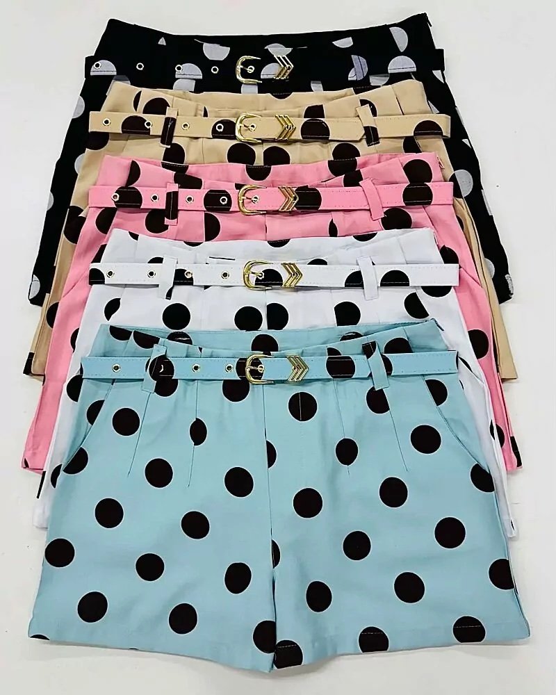 2371 Shorts Zara cinto fivela dourado estampado poá alfaiataria - Imagem 4