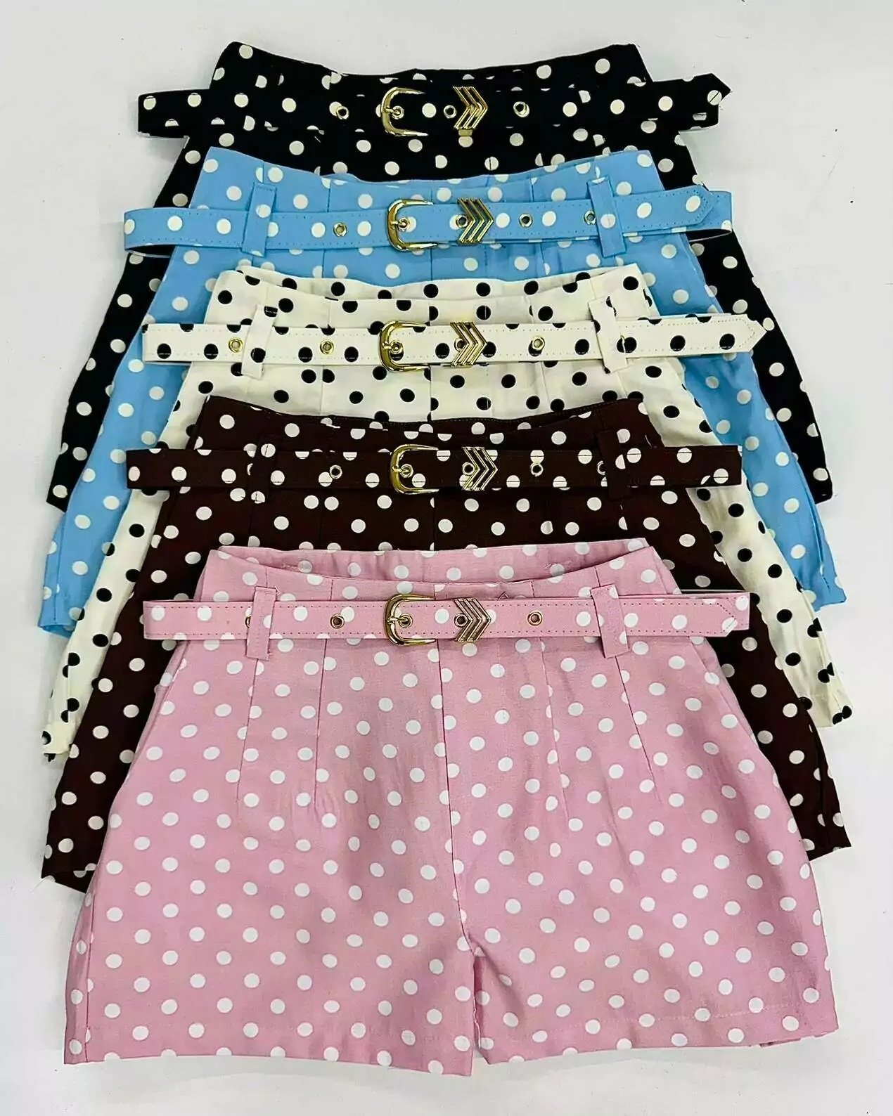 2371 Shorts Zara cinto fivela dourado estampado poá alfaiataria - Imagem 2