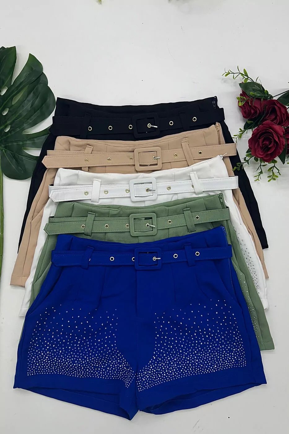 2056 Shorts Zara brilho strass com cinto alfaiataria - Imagem 5