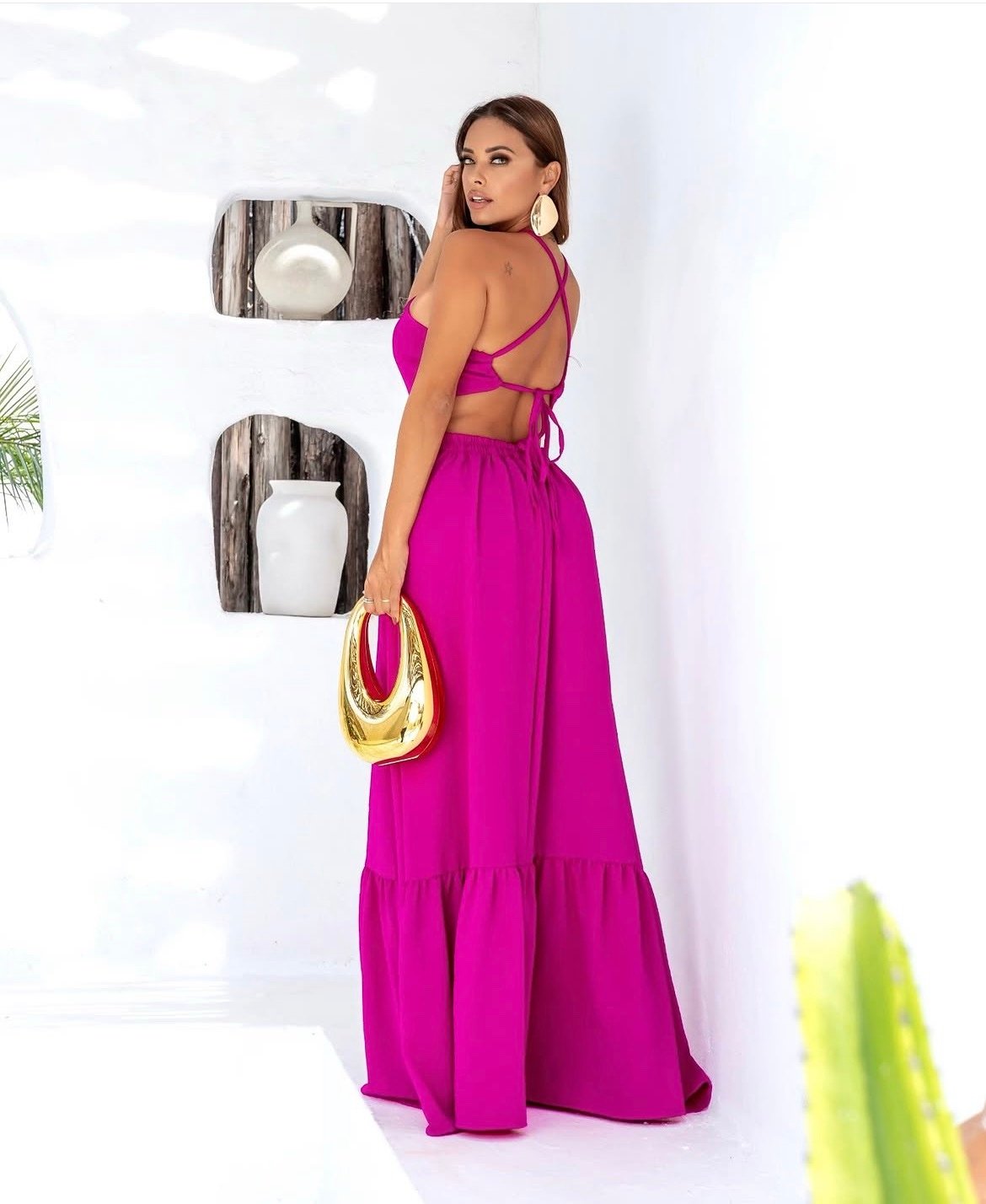 2065 Vestido Joe longo costa nua liso zig zag - Imagem 5