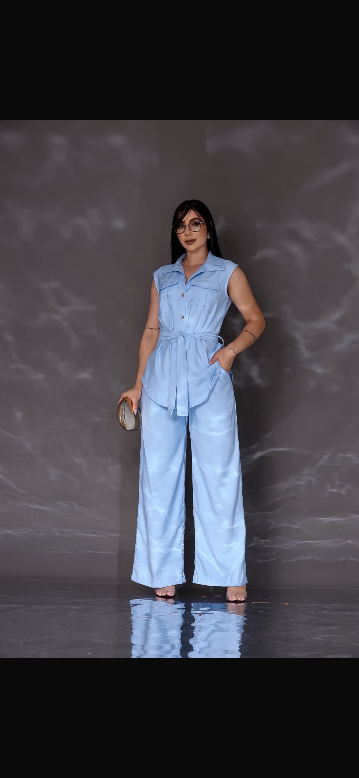 2861 Conjunto Eveli max colete e calça pantalona alfaiataria - Imagem 6