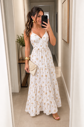 2150 Vestido Sonia longo regata decote V bordado