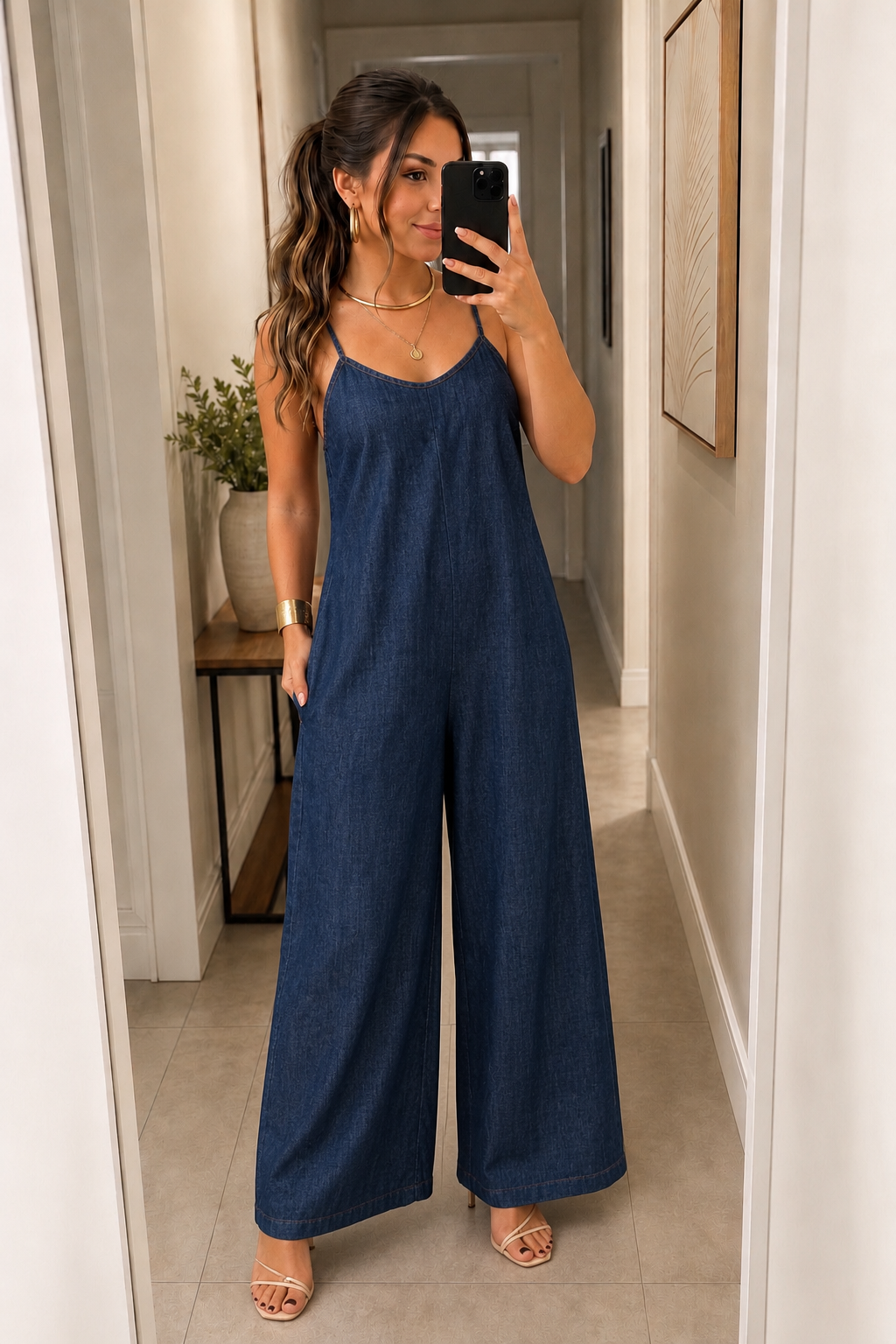 2221 Macacão Kelly max pantalona alça fina jeans