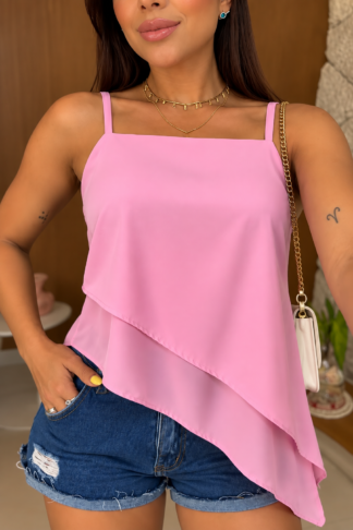 2242 Blusa regata alça fina assimétrica dupla