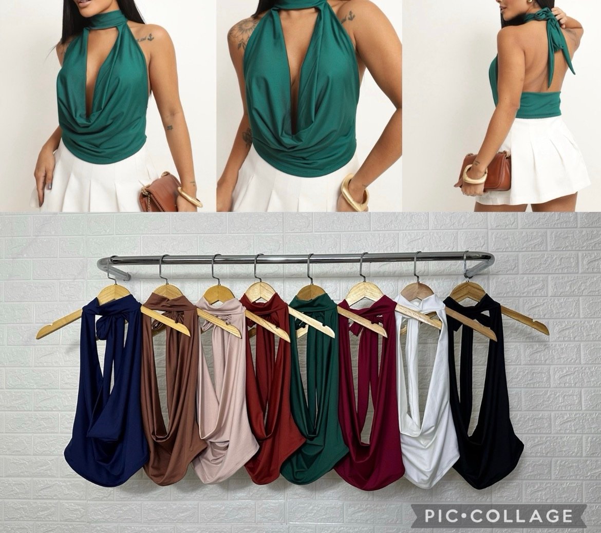 2186 Cropped Cheli gola alta decote boba costa nua - Imagem 2