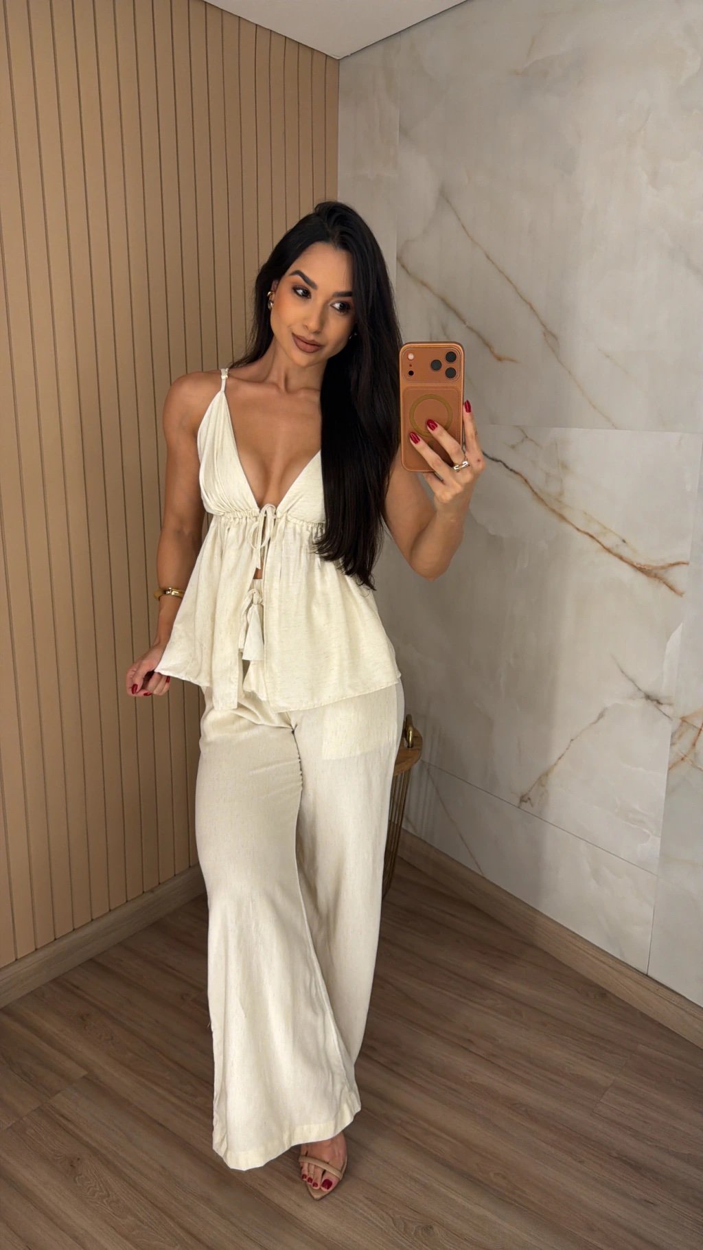 2099 Conjunto Liz blusa regata bata e calça pantalona linhão - Imagem 2