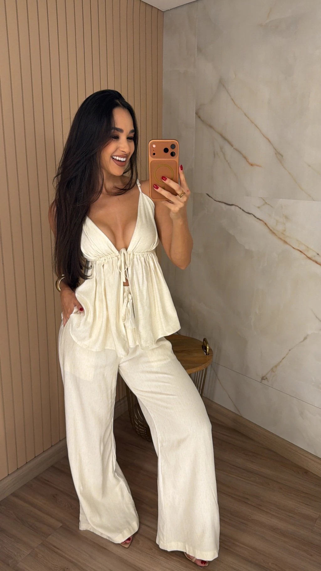 2099 Conjunto Liz blusa regata bata e calça pantalona linhão - Imagem 3