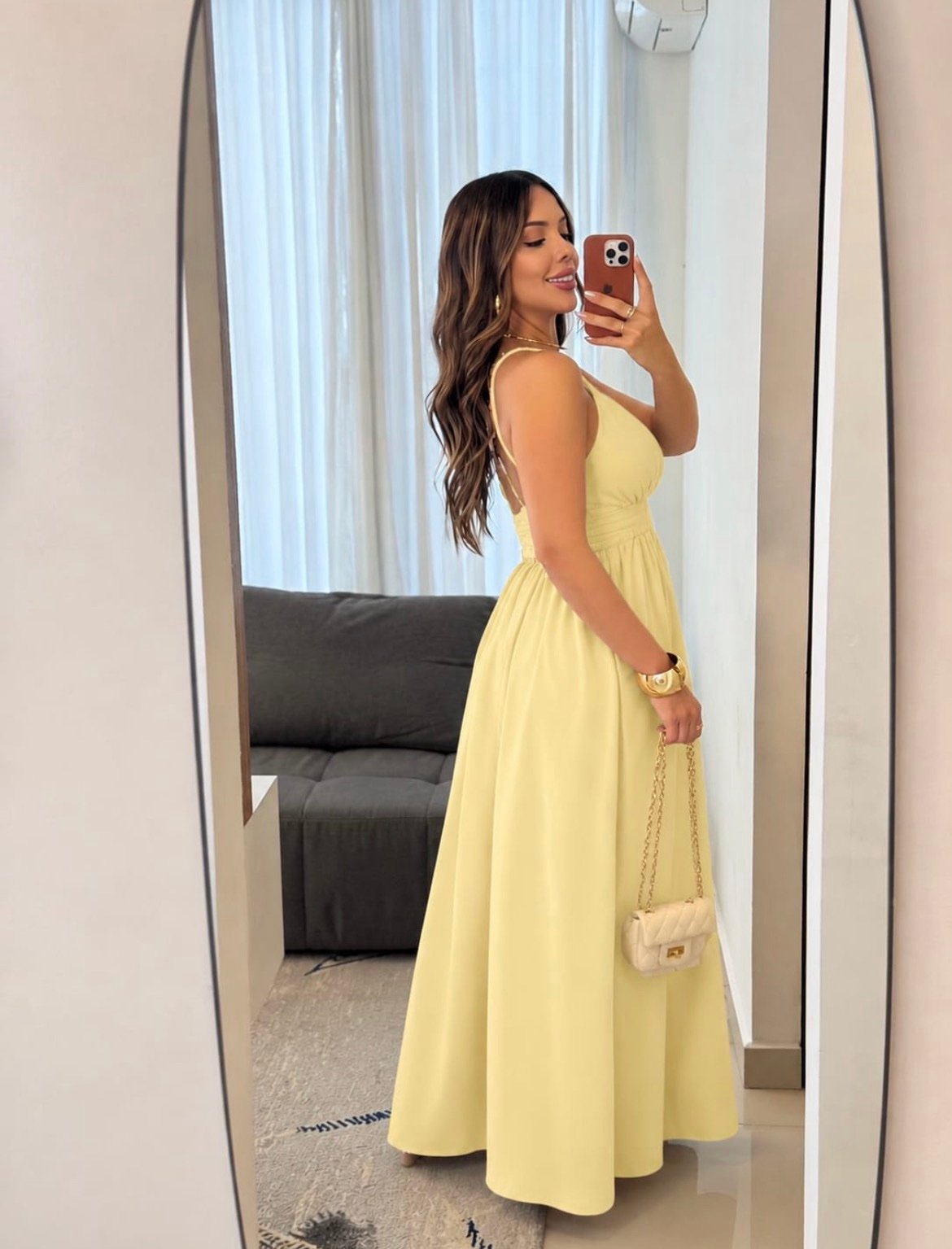2630 Vestido His longo decote V alça fina costa X - Imagem 5