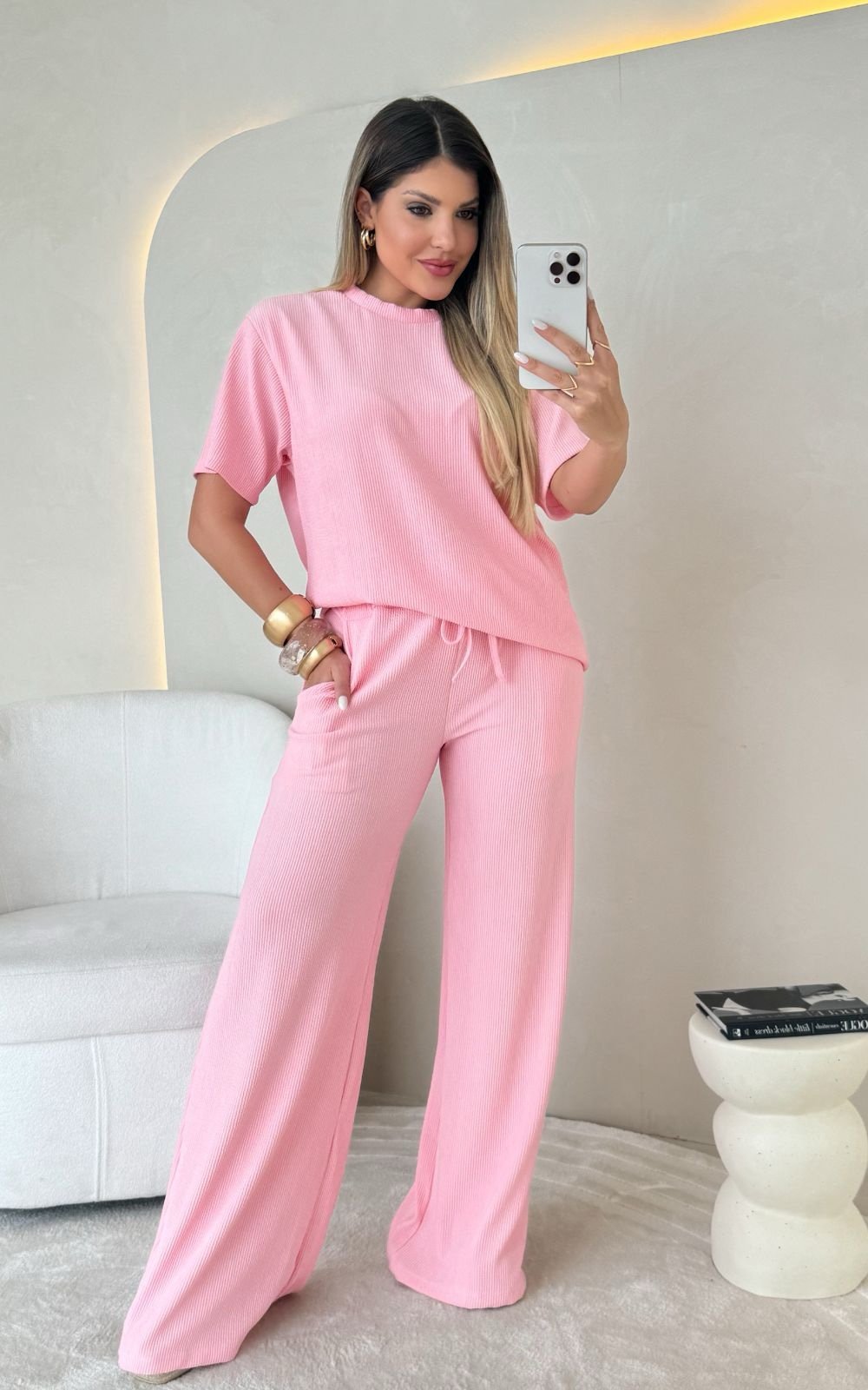 2592 Conjunto Gabi max blusa manga curta e calça pantalona - Imagem 2