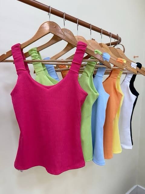 031 Blusa Kait regata alça franzida canelada - Imagem 4