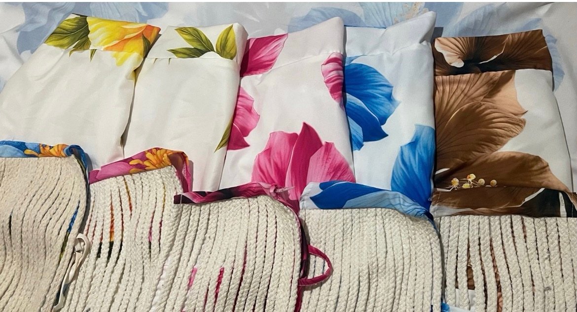 034 Conjunto cropped amarrar corda e saia bolsa floral tropical - Imagem 9